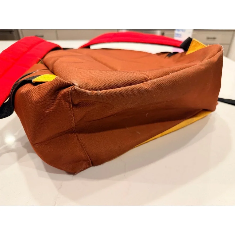 Disney Mickey Mouse‎ Backpack School Travel Yellow Red Brown Multi Pocket Padded